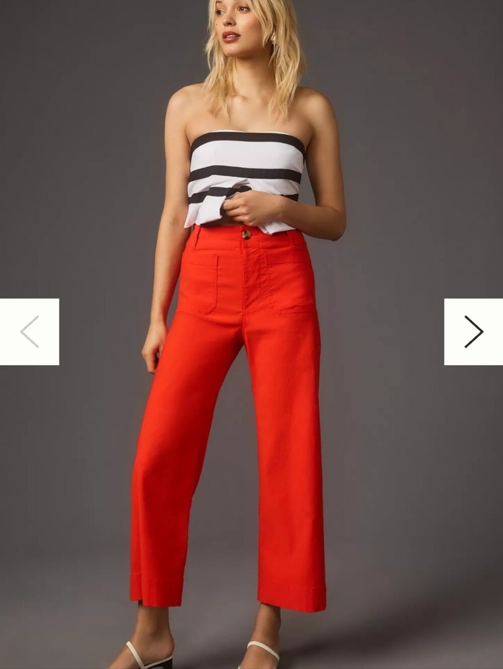 High-Waist Wide-Leg Cropped Pants in Red